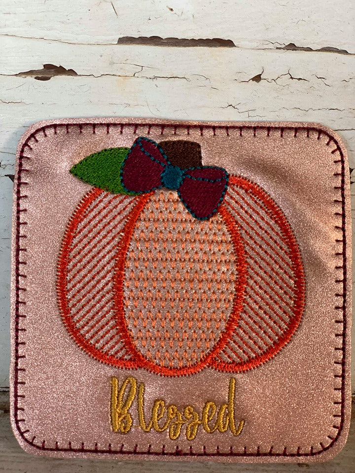 Fall Pumpkin Coaster Set 4x4 - DIGITAL Embroidery DESIGN