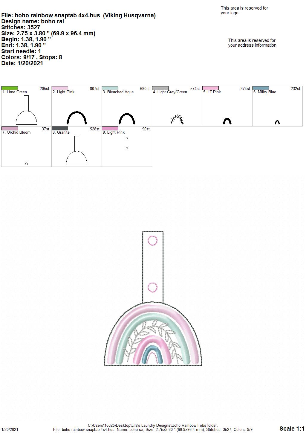 Boho Rainbow Fobs - DIGITAL Embroidery DESIGN