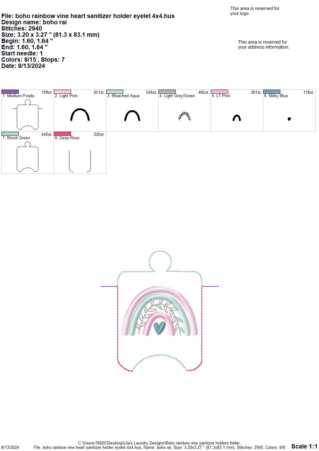 Boho Rainbow Vine Sanitizer Holders - Digital Embroidery Design