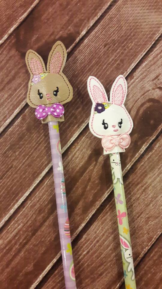 Bunny Girl Pencil Topper - Embroidery Design - DIGITAL Embroidery DESIGN