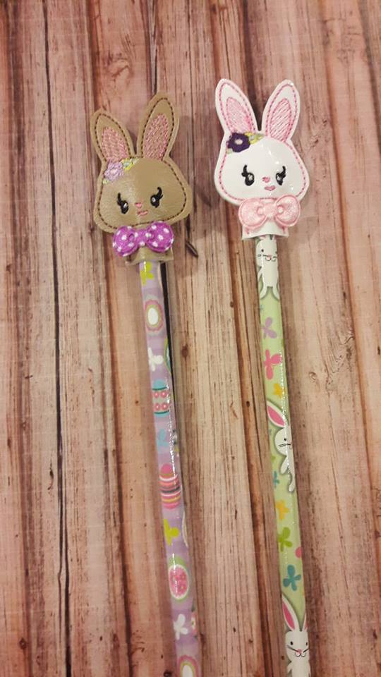 Bunny Girl Pencil Topper - Embroidery Design - DIGITAL Embroidery DESIGN