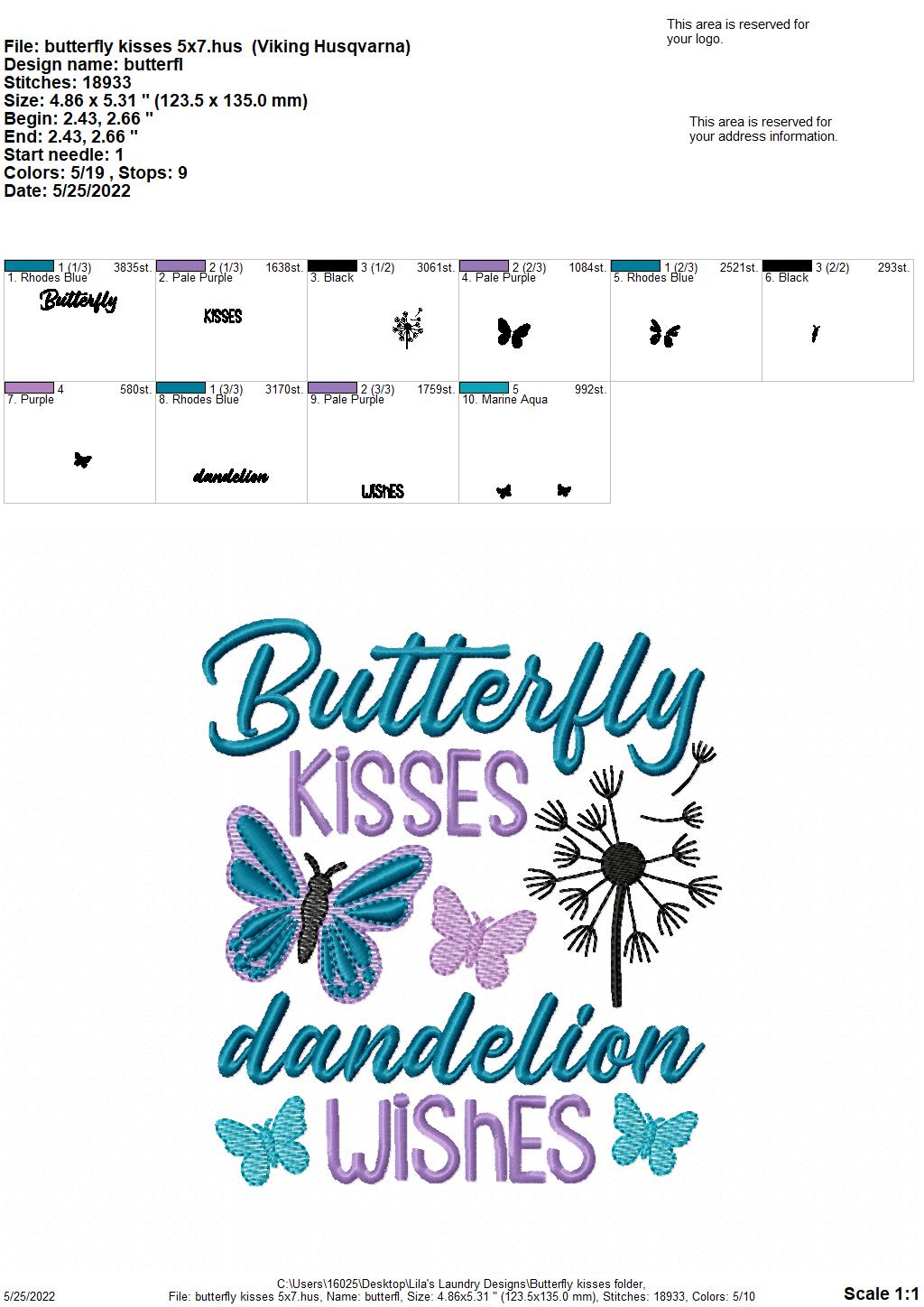 Butterfly Kisses - 3 sizes- Digital Embroidery Design