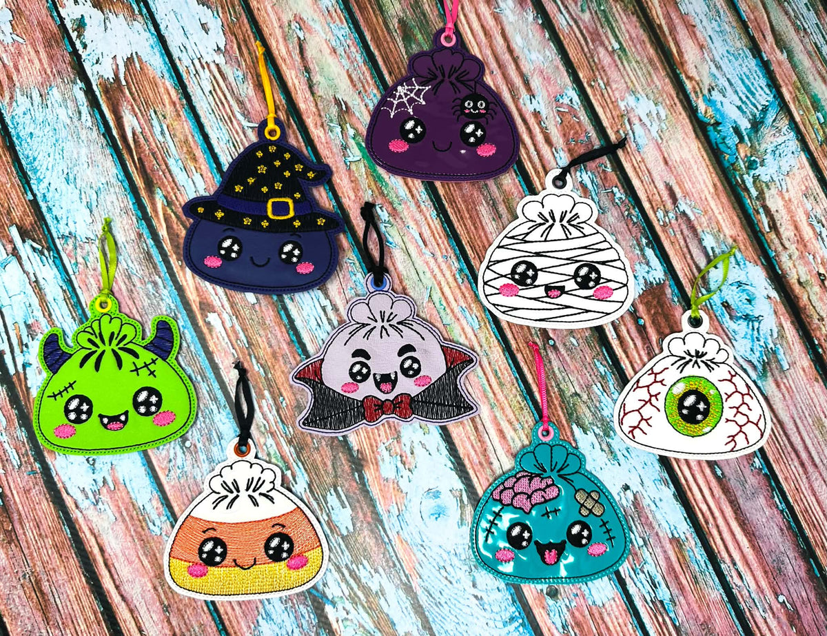 Halloween Dumpling Ornament SET - 4 x 4 Single and 5 x 7 Grouped - 8 DESIGNS - DIGITAL Embroidery Design