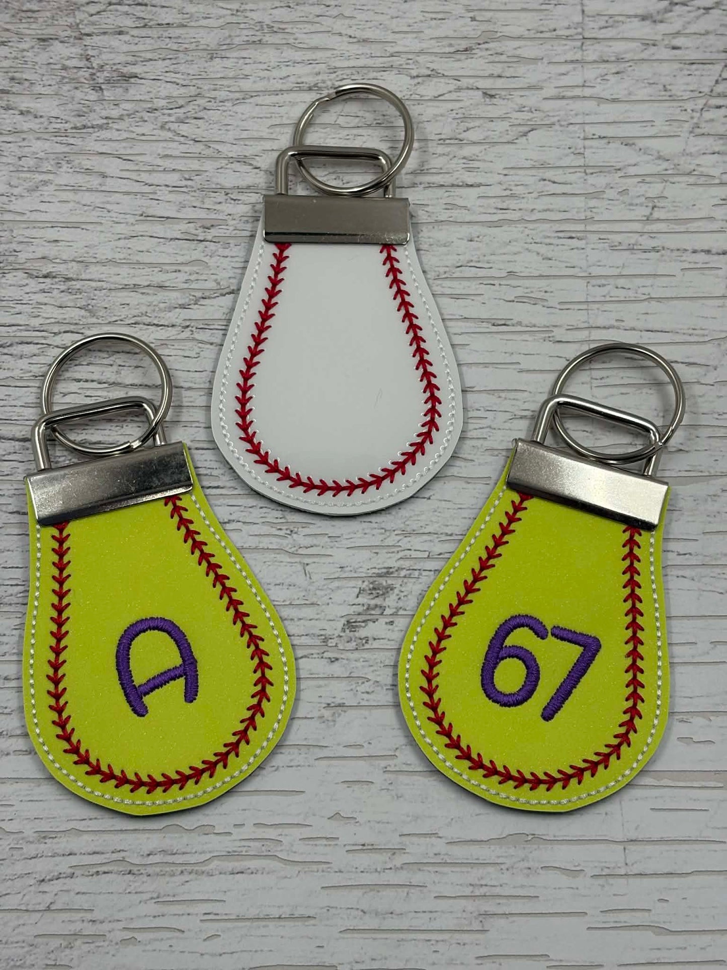Baseball Softball Half Panel Fob - REQUIRES 1.25" Clamp Hardware - Digital Embroidery Design