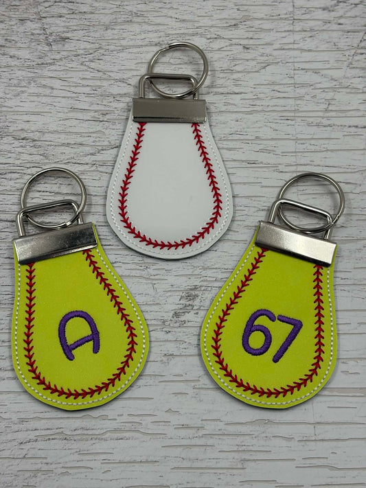 Baseball Softball Half Panel Fob - REQUIRES 1.25" Clamp Hardware - Digital Embroidery Design