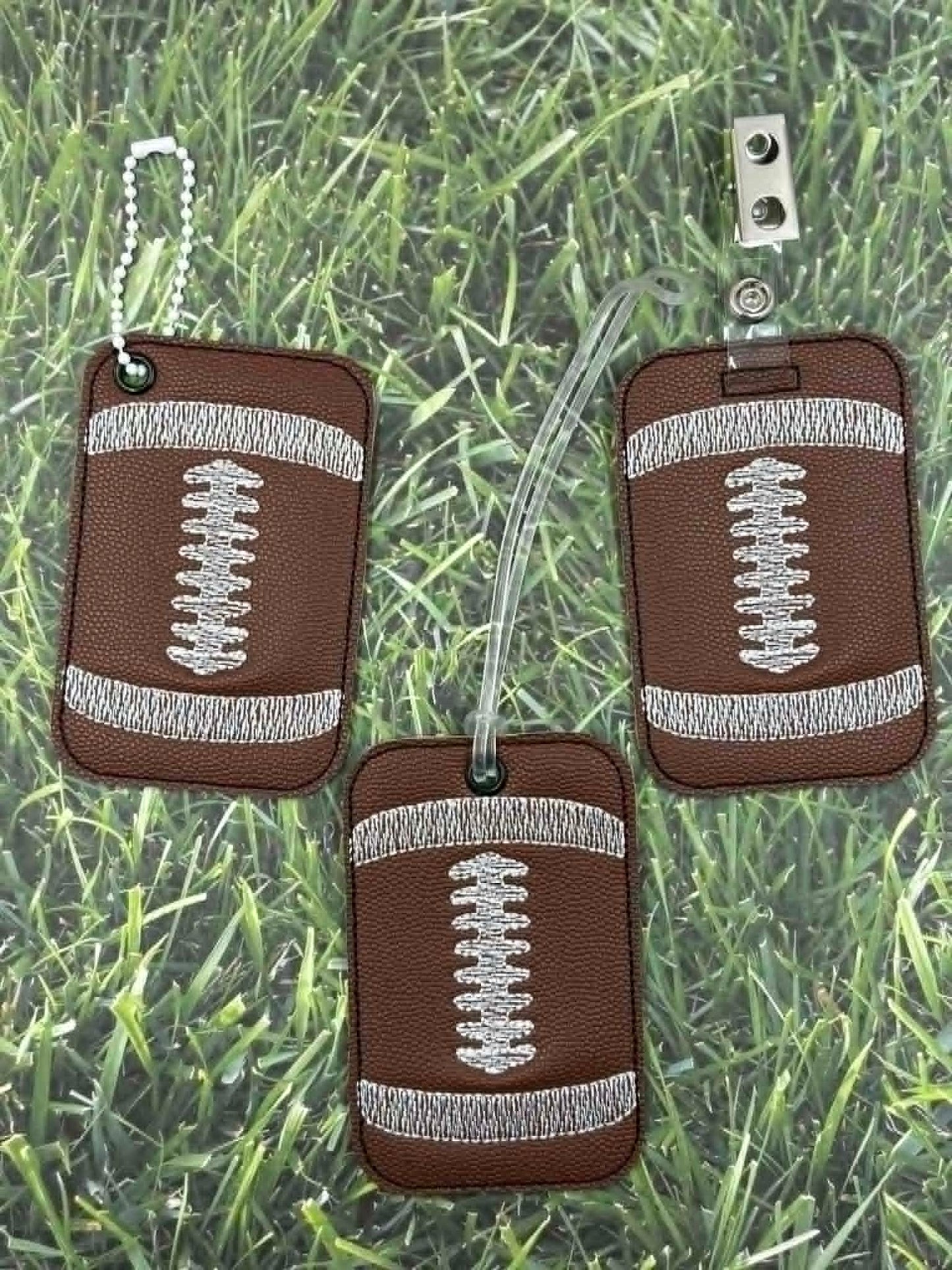 Football Stitching Bag Tag – 3 Styles Included – Digital Embroidery Design