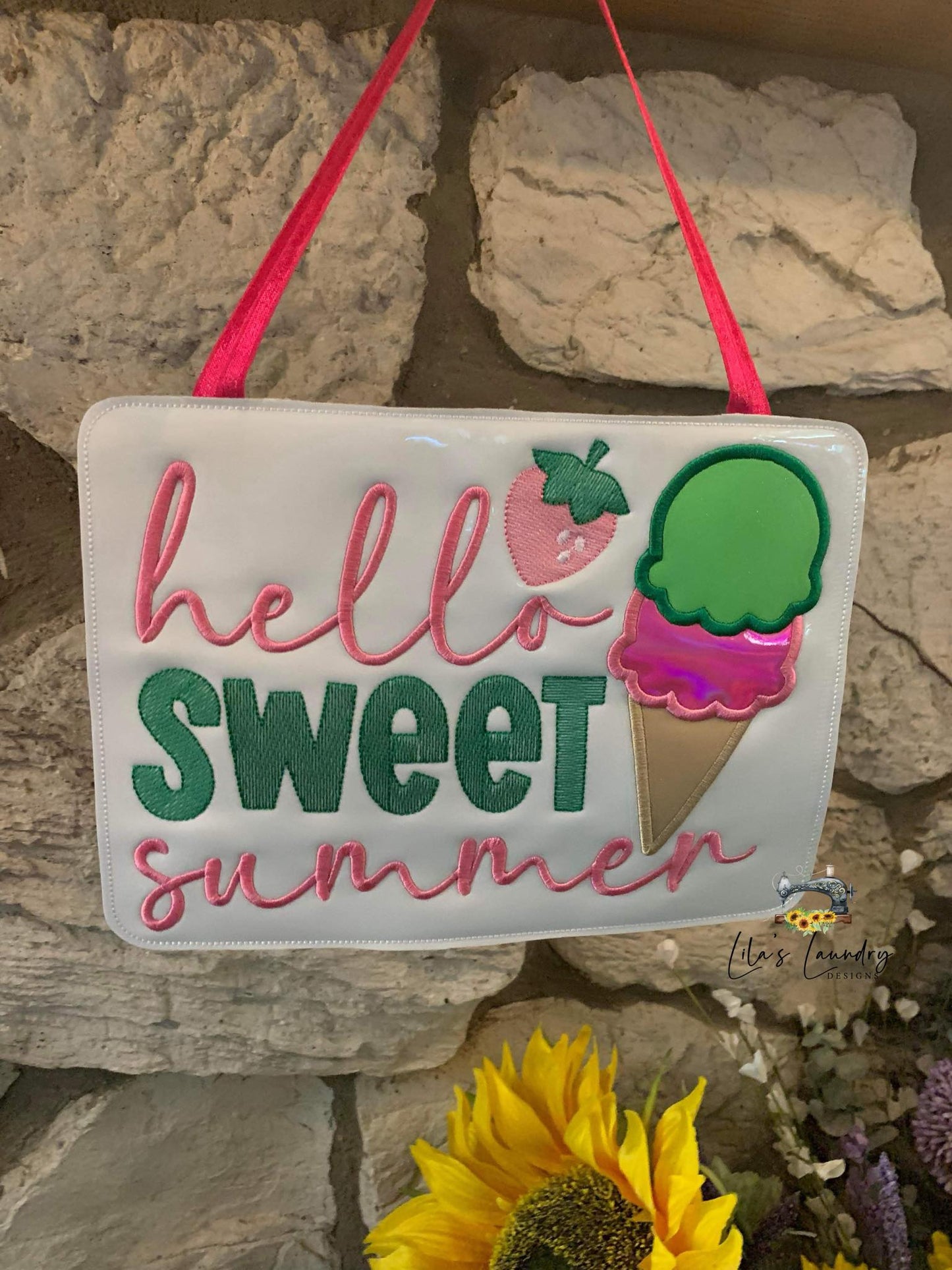 Hello Sweet Summer Door Sign - 3 Sizes - Digital Embroidery Design