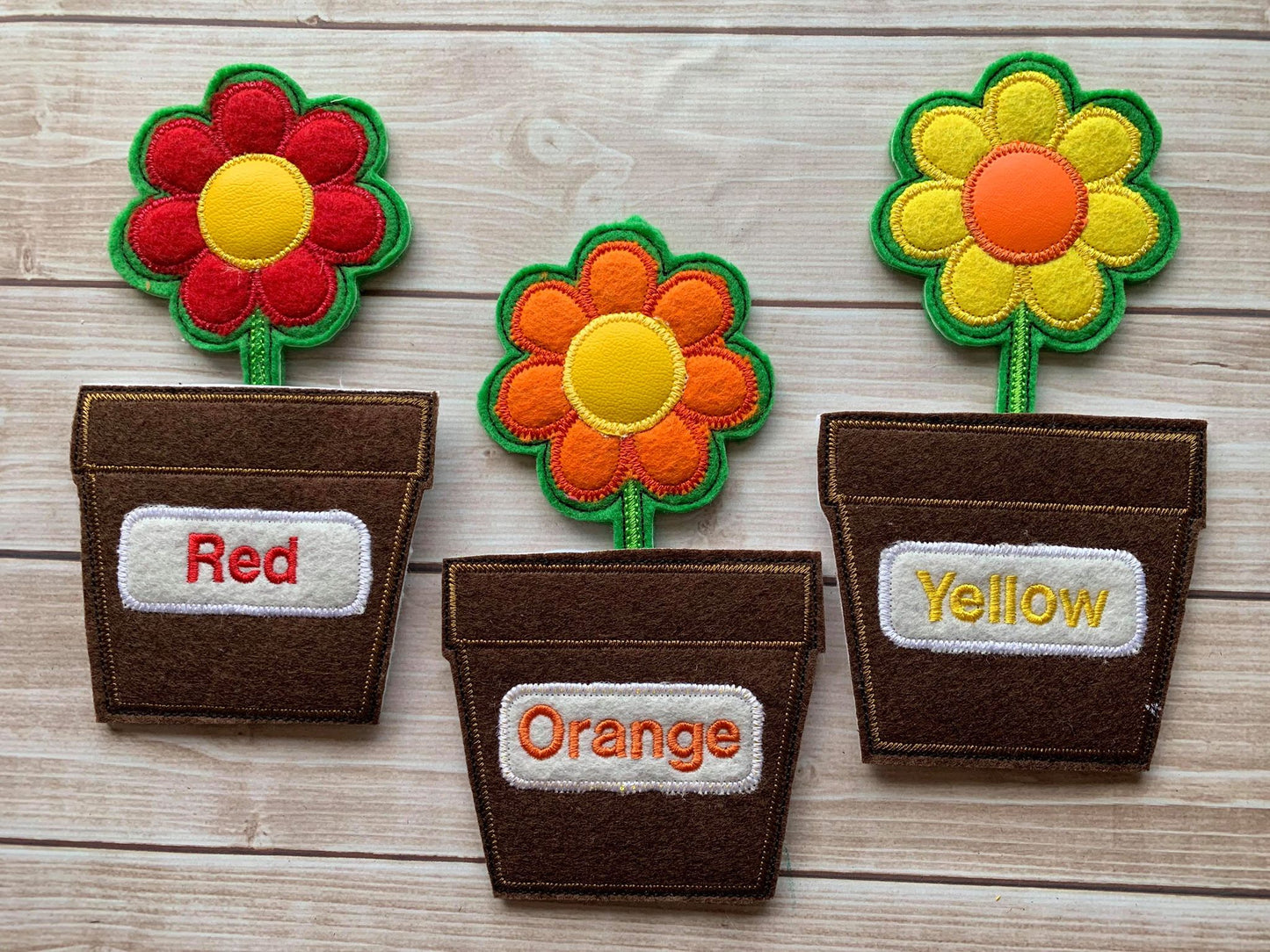 Color Matching Flower Pot Set - 4x4 and 5x7 grouped- Digital Embroidery Design