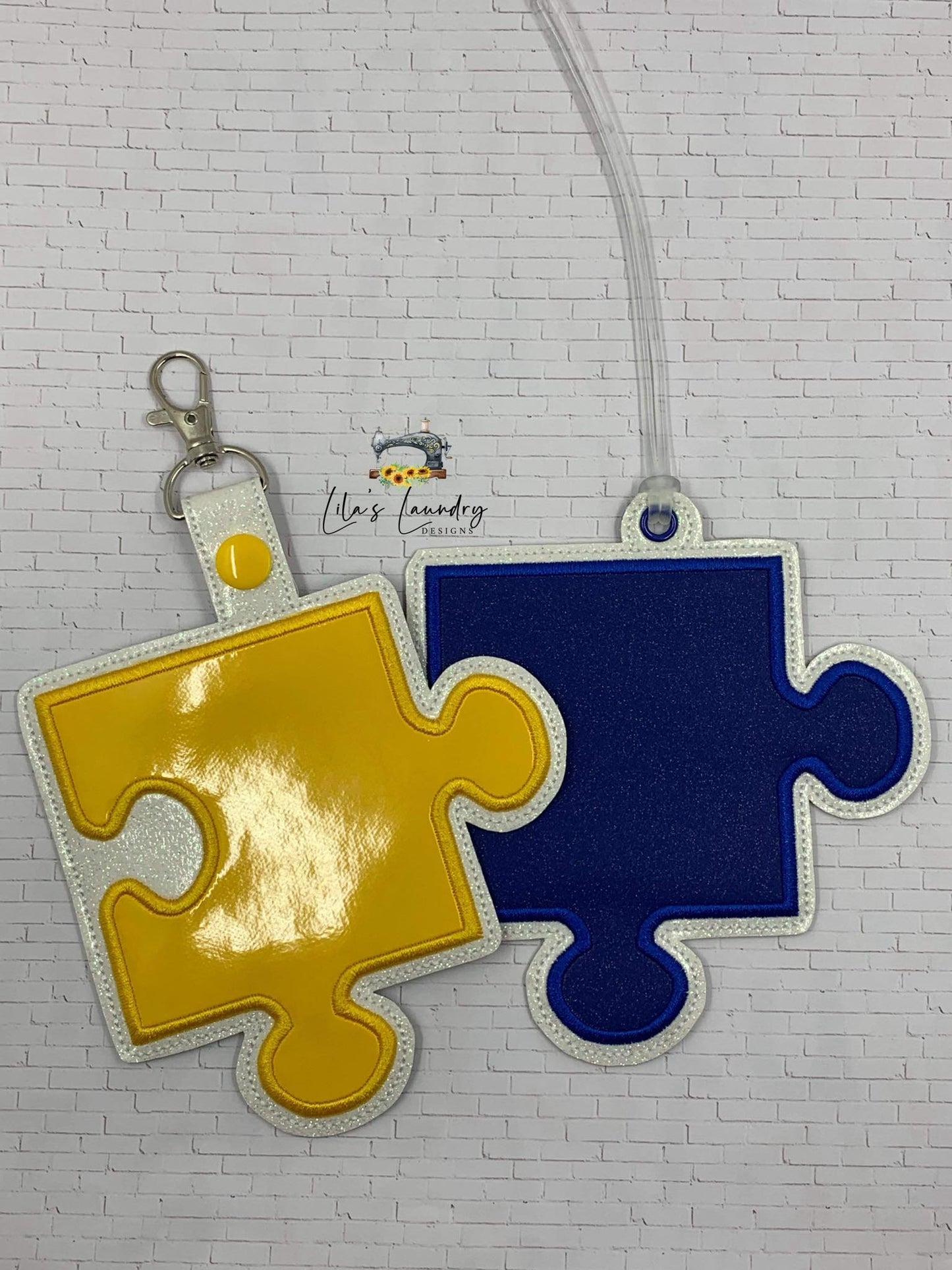 Large Puzzle Piece Bag Tag - 5x7 only - Digital Embroidery Design