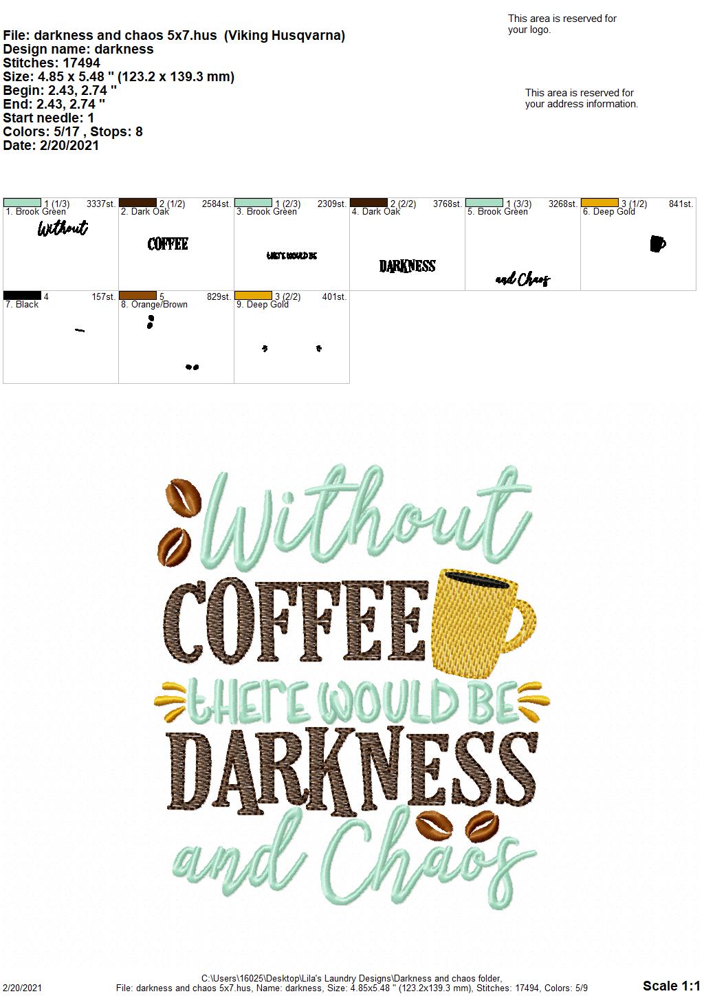 Darkness and Chaos - 2 sizes- Digital Embroidery Design