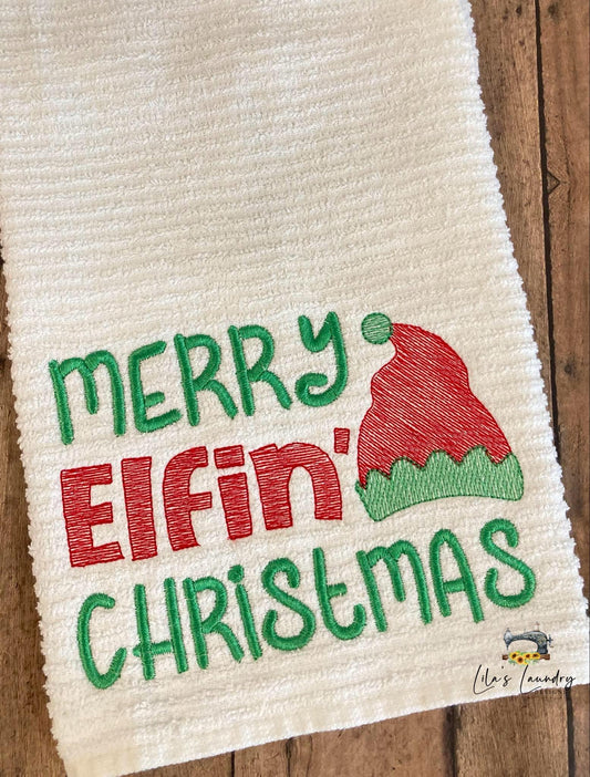 Merry Elfin' Christmas - 4 Sizes - Digital Embroidery Design