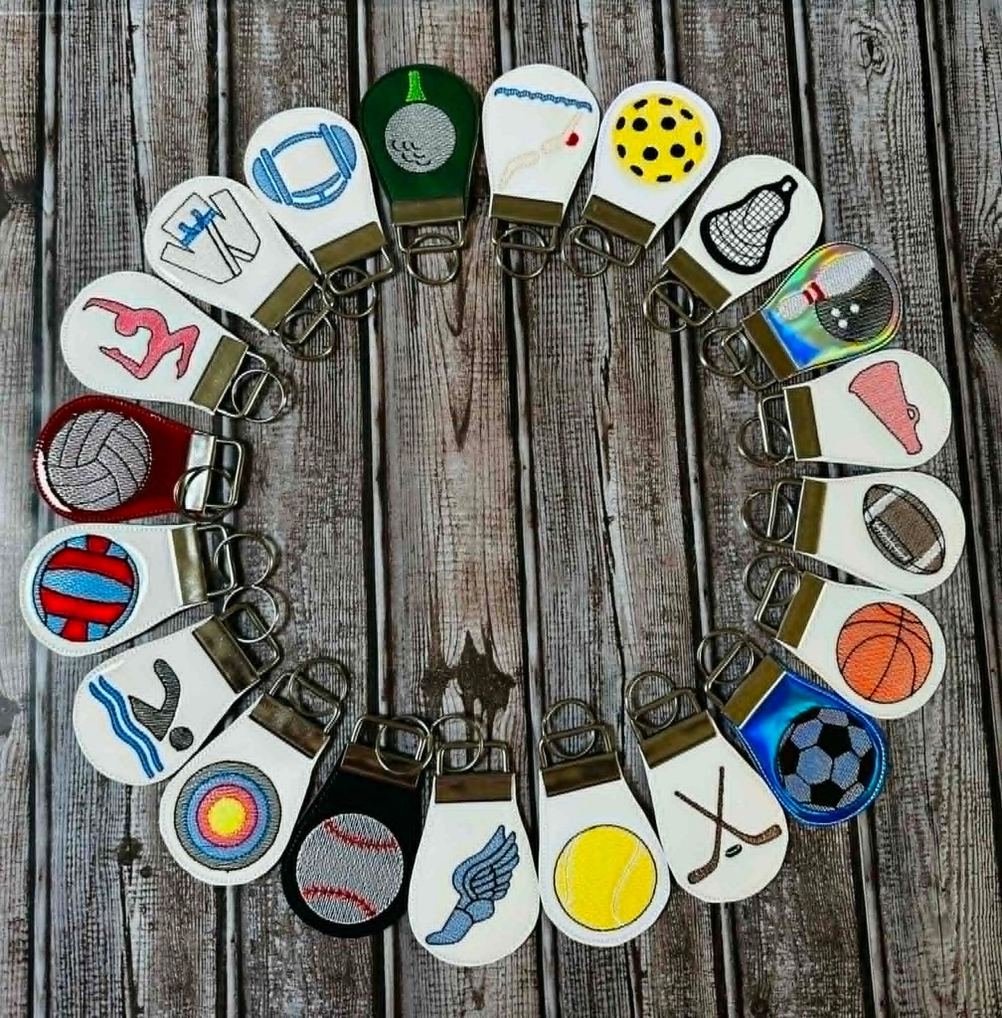 SPORTS Half Panel Fob SET 20 Designs Included – REQUIRES 1.25″ Clamp Hardware – Digital Embroidery Design