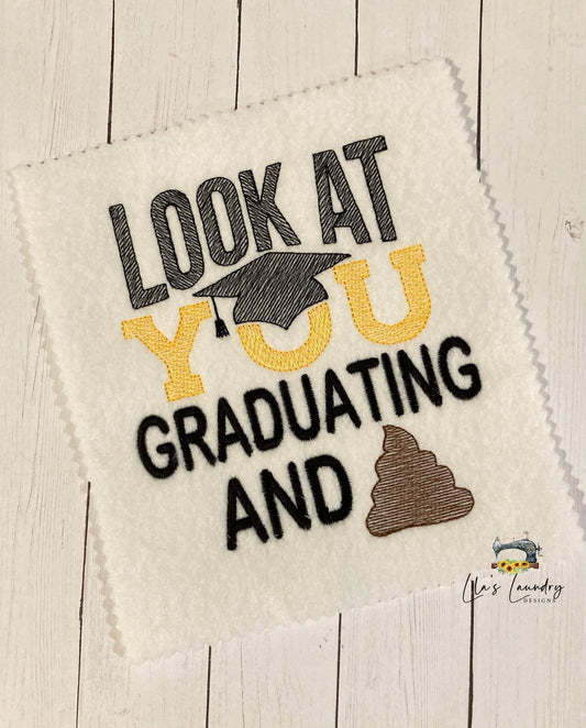 Graduation and Poop - 4 Sizes - Digital Embroidery Design