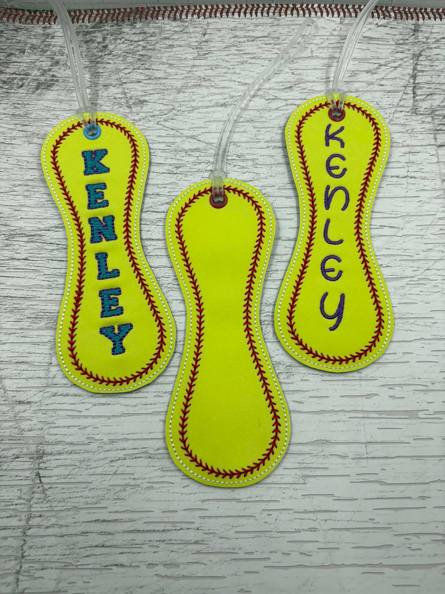 Baseball Softball Long Panel Bag Tags – 2 Styles Included – 5 x 7 Hoop ONLY - Digital Embroidery Design