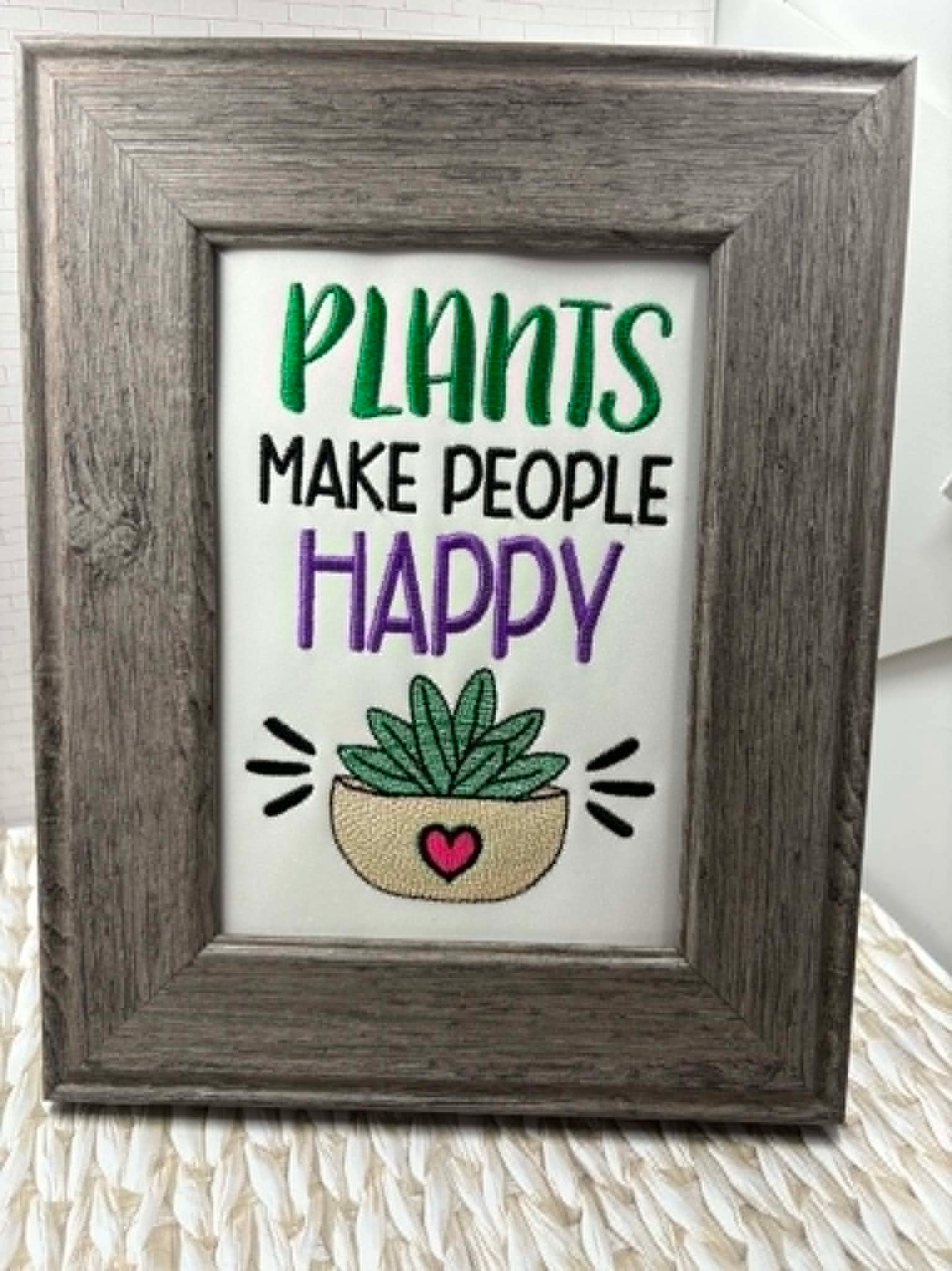 Plants Make People Happy – 4 x 4, 5 x 7, 6 x 10 and 8 x 12 – DIGITAL Embroidery Design