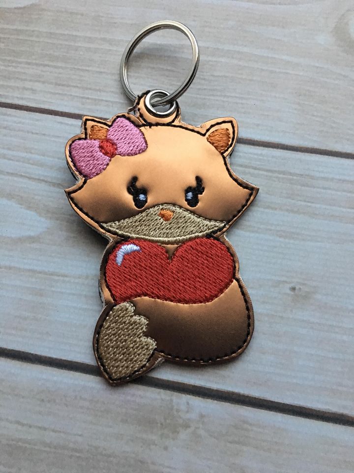 Valentine Girl Fox Fobs - Embroidery Design - DIGITAL Embroidery DESIGN