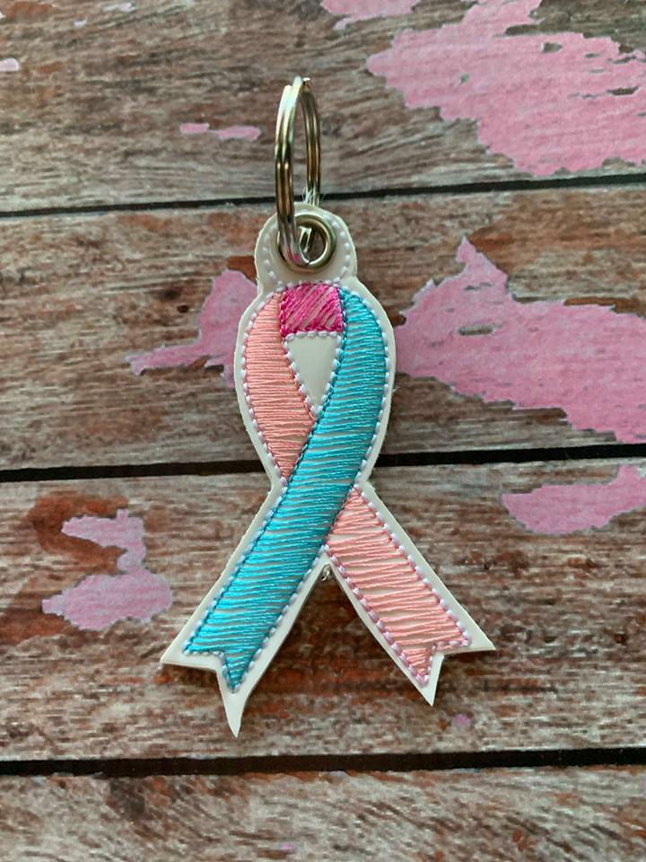 Dual Awareness Ribbon Fobs - Embroidery Design - DIGITAL Embroidery DESIGN