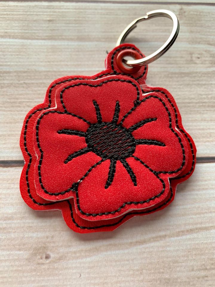 3D Poppy Flower Fobs- 4x4 and 5x7 grouped- DIGITAL Embroidery DESIGN