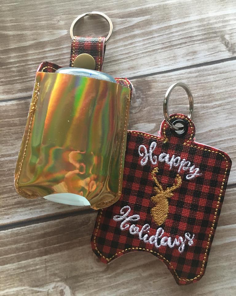 Rustic Deer Happy Holidays Sanitizer Holders - Embroidery Design - DIGITAL Embroidery DESIGN