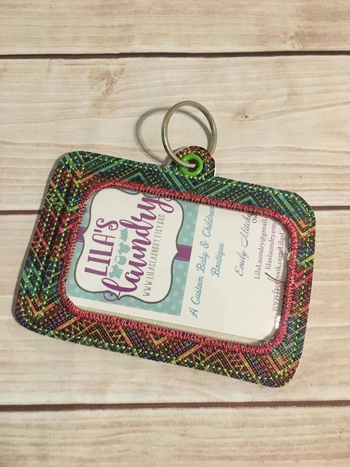 Horizontal Blank ID Holder - Digital Embroidery Design