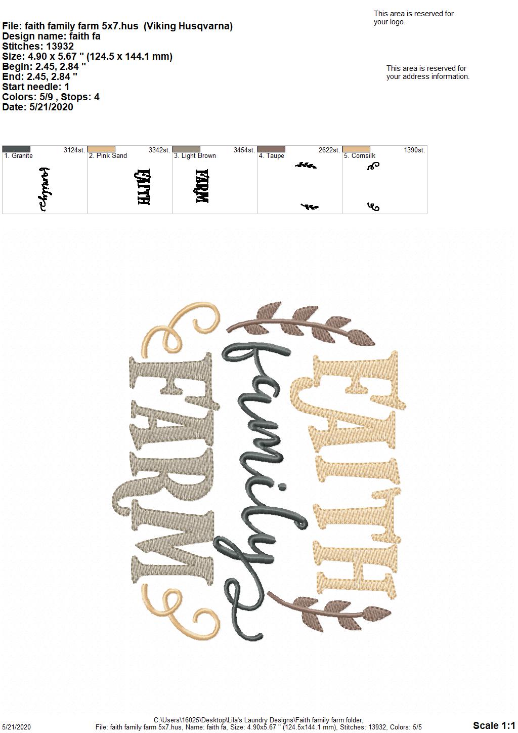 Faith Family Farm - 3 Sizes - Digital Embroidery Design