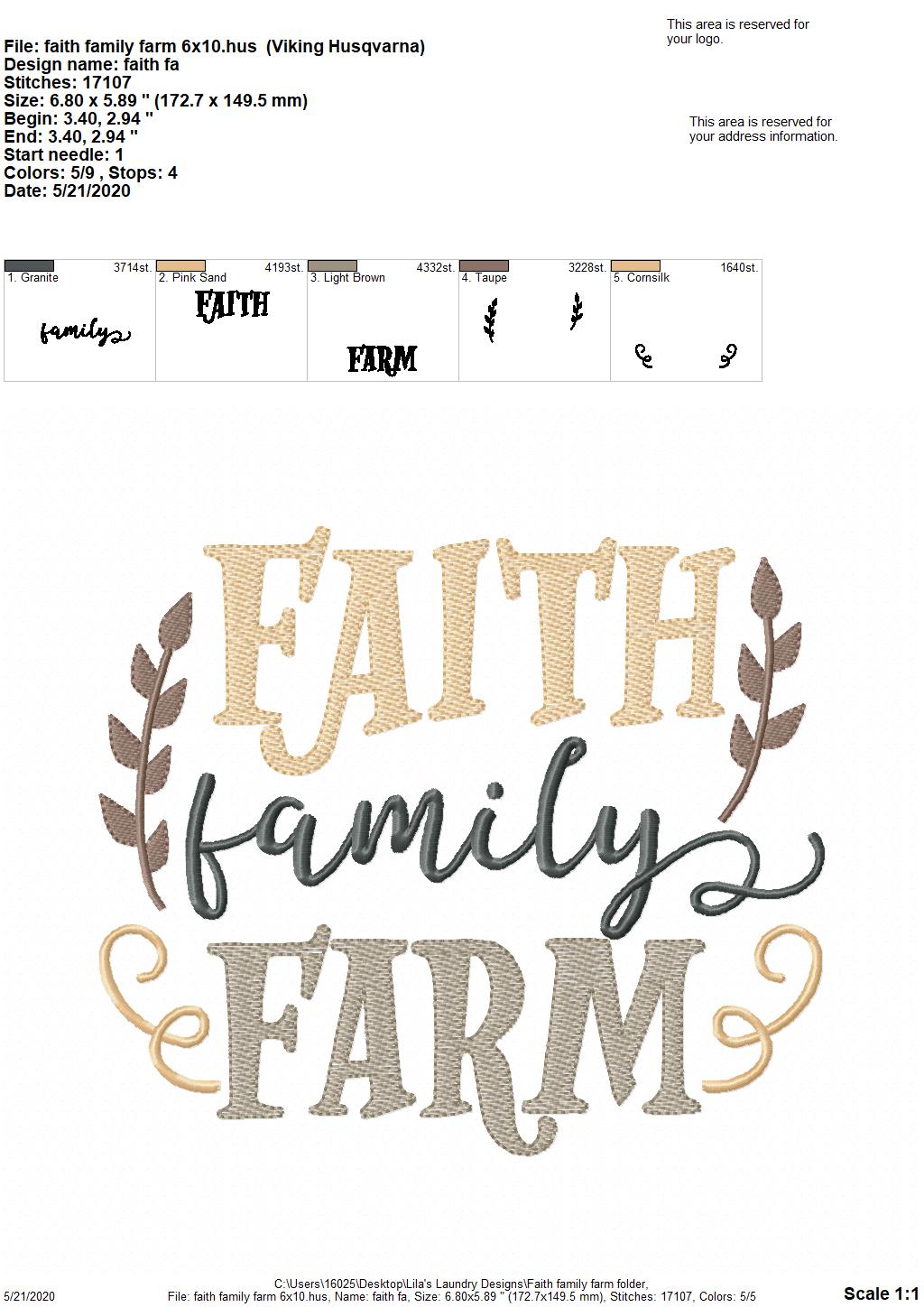 Faith Family Farm - 3 Sizes - Digital Embroidery Design