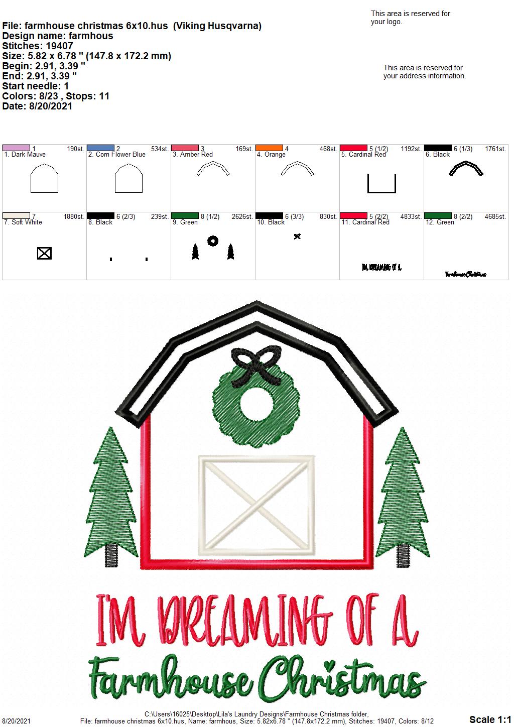 Farmhouse Christmas - 3 sizes- Digital Embroidery Design