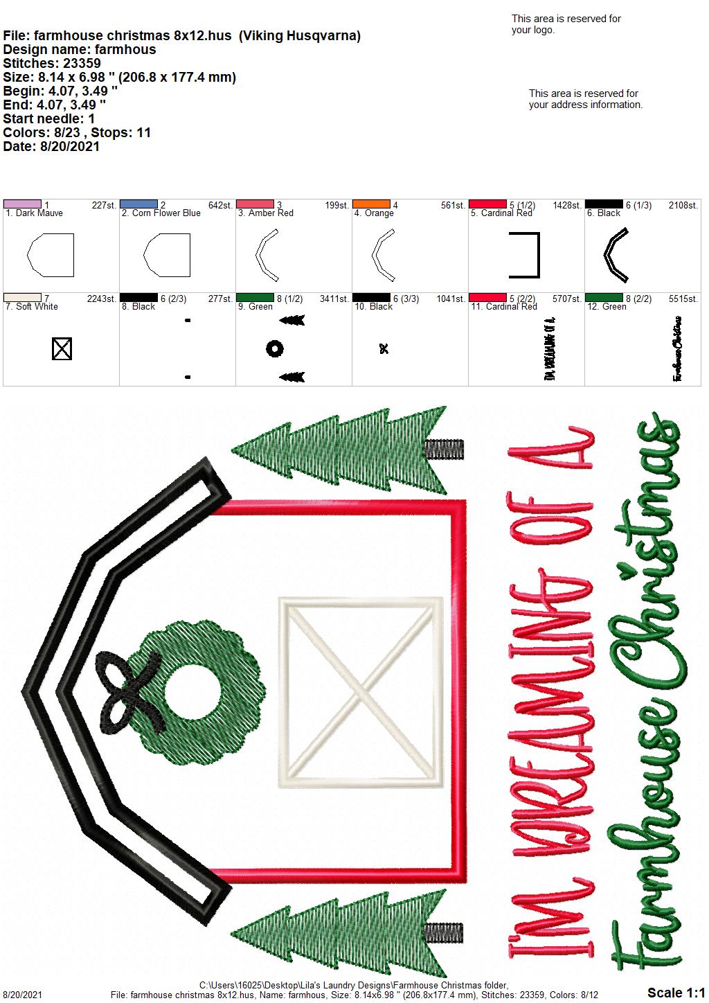 Farmhouse Christmas - 3 sizes- Digital Embroidery Design