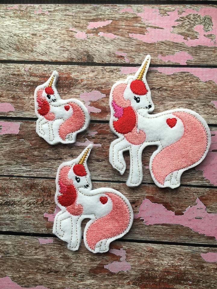 Valentine Unicorn Felties - 3 sizes- Digital Embroidery Design