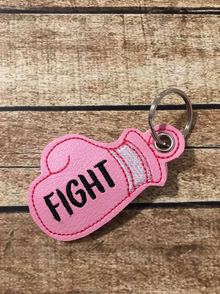 Fight Boxing Glove Cancer Awareness fobs - Digital Embroidery Design