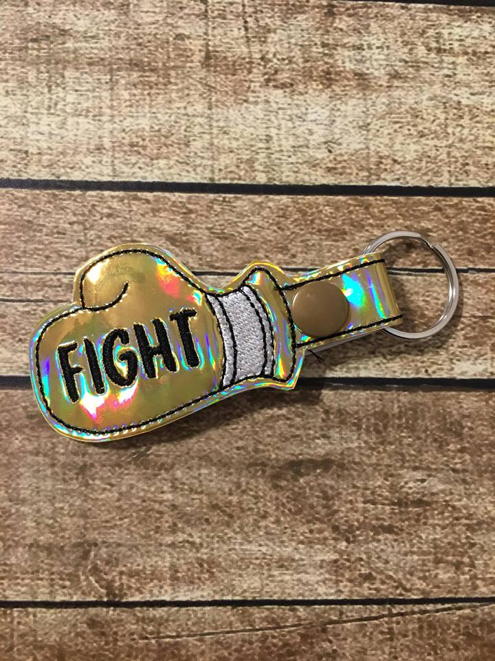 Fight Boxing Glove Cancer Awareness fobs - Digital Embroidery Design