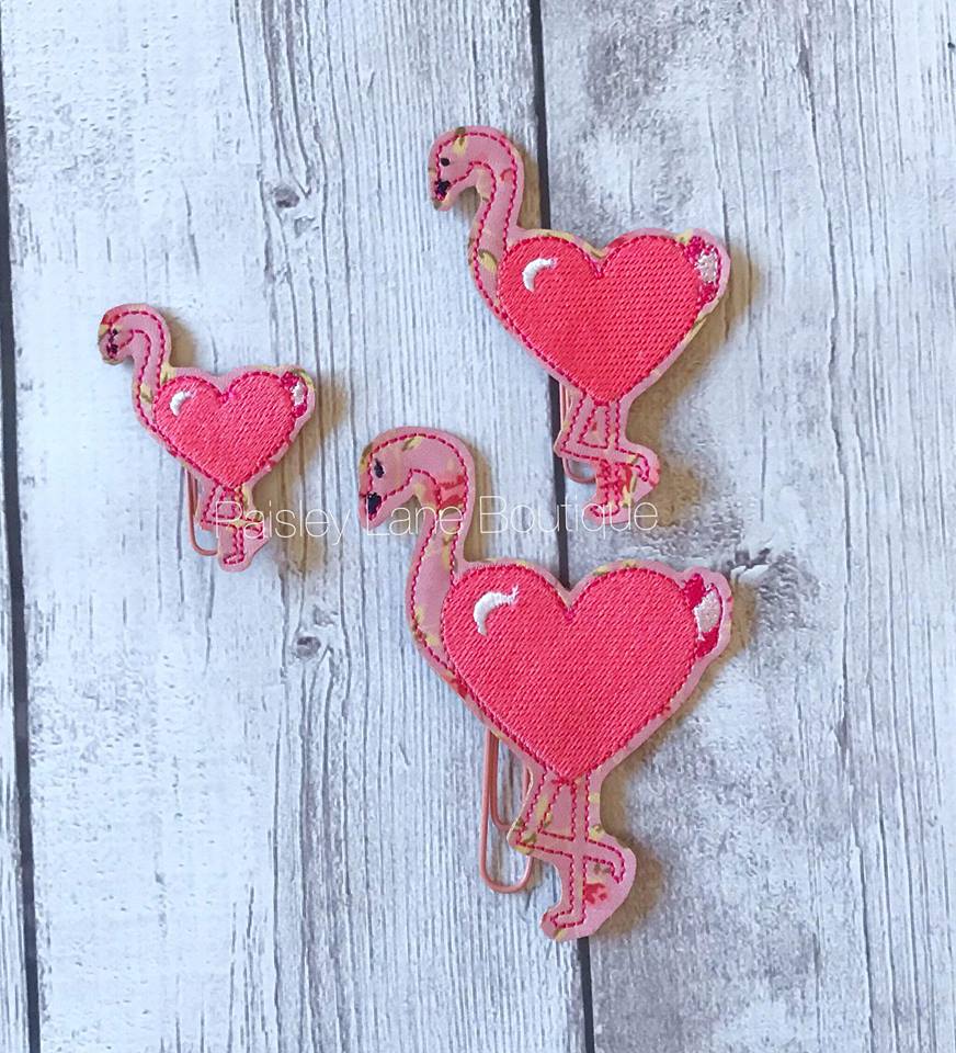 Valentine Flamingo Felties - 3 sizes- Digital Embroidery Design