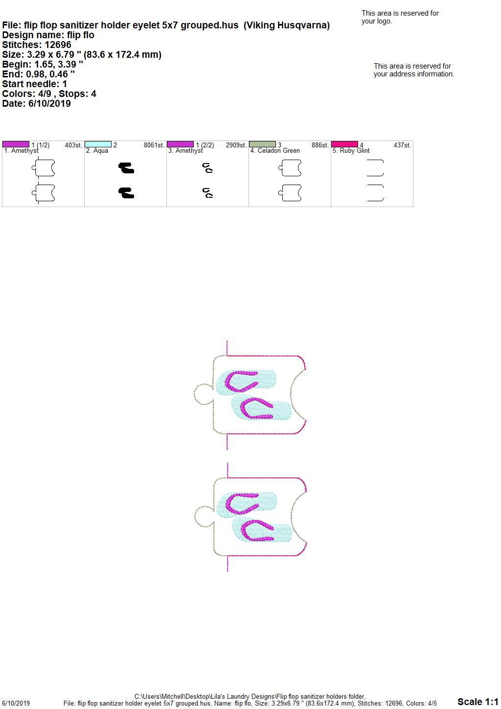 Flip Flops Sanitizer Holders - DIGITAL Embroidery DESIGN