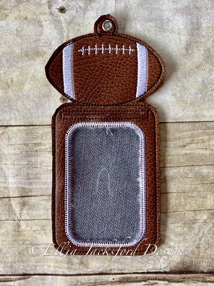 Football Vertical ID Holder 5x7 only - Digital Embroidery Design