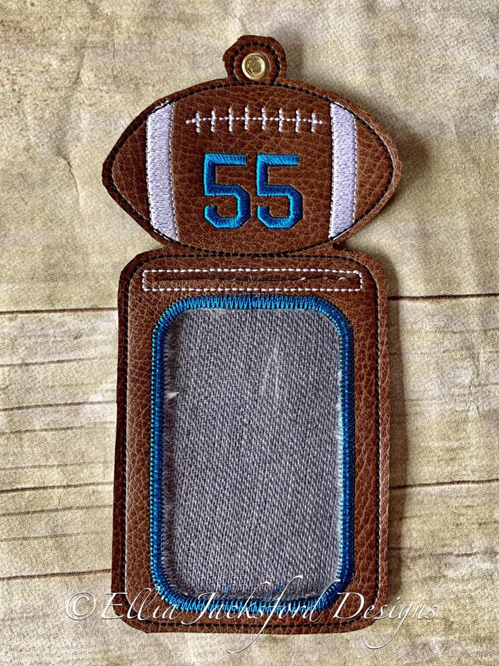 Football Vertical ID Holder 5x7 only - Digital Embroidery Design