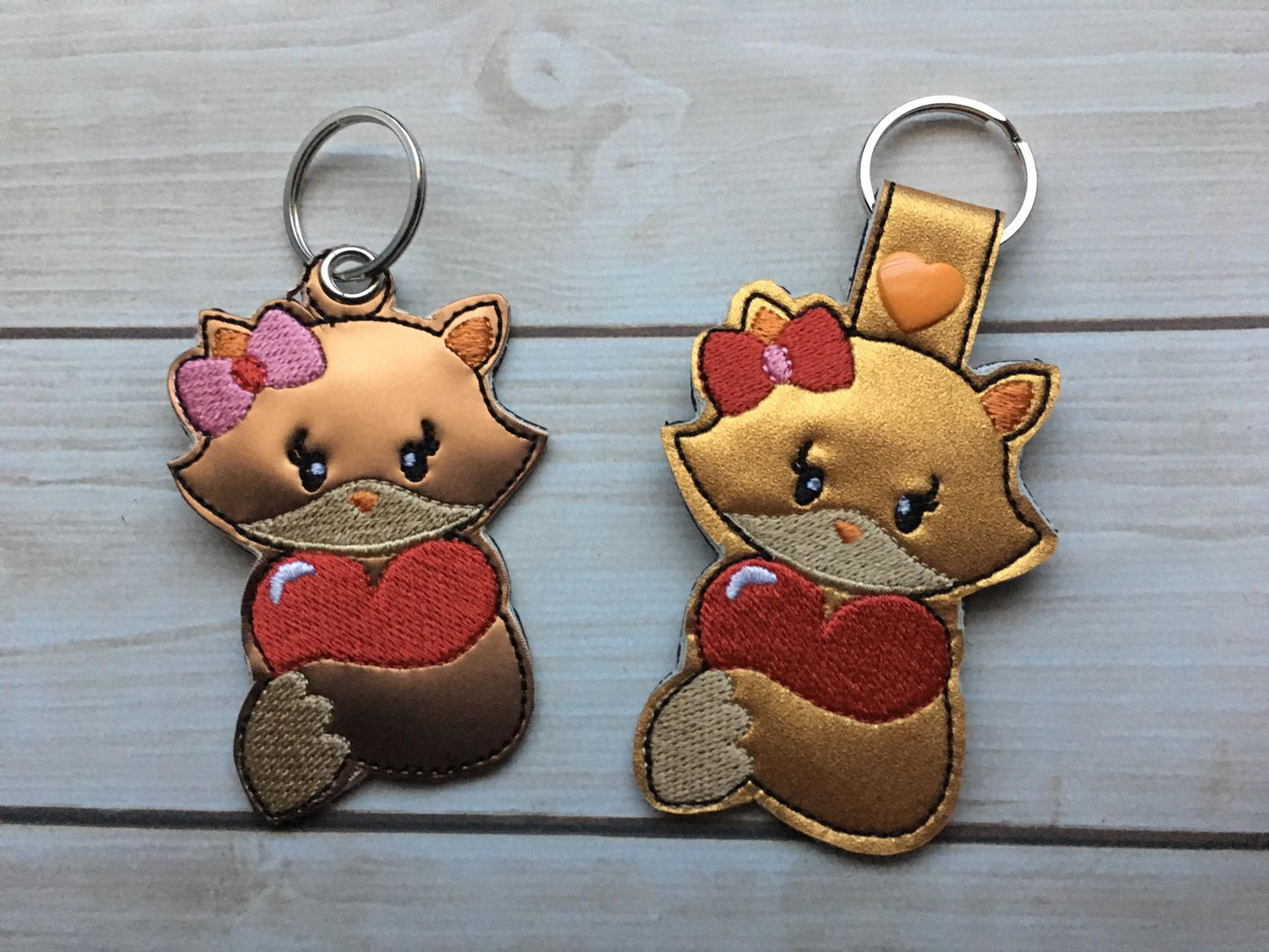 Valentine Girl Fox Fobs - Embroidery Design - DIGITAL Embroidery DESIGN