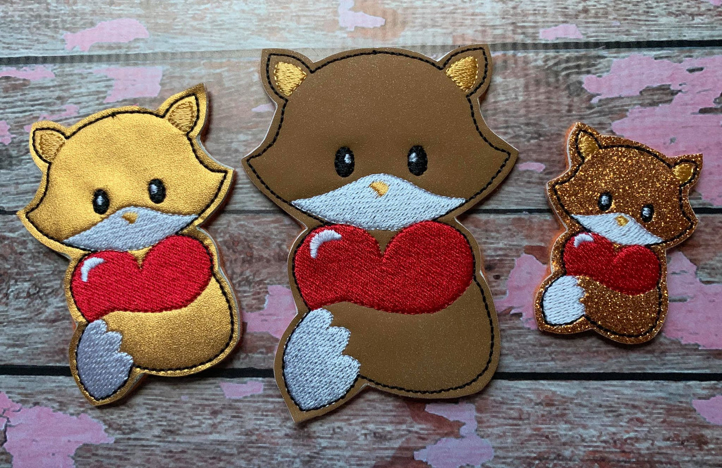 Valentine Boy Fox Felties - 3 sizes- Digital Embroidery Design
