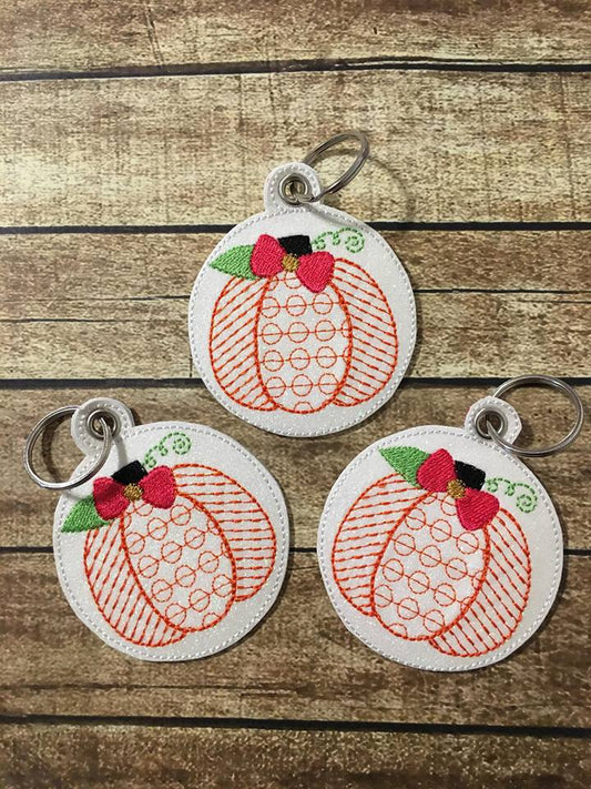 Sketch Pumpkin Eyelet Fob - Embroidery Design - DIGITAL Embroidery DESIGN