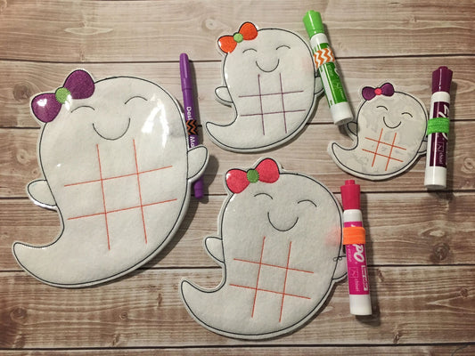 Girly Ghost Tic Tac Toe Boards - Digital Embroidery Design