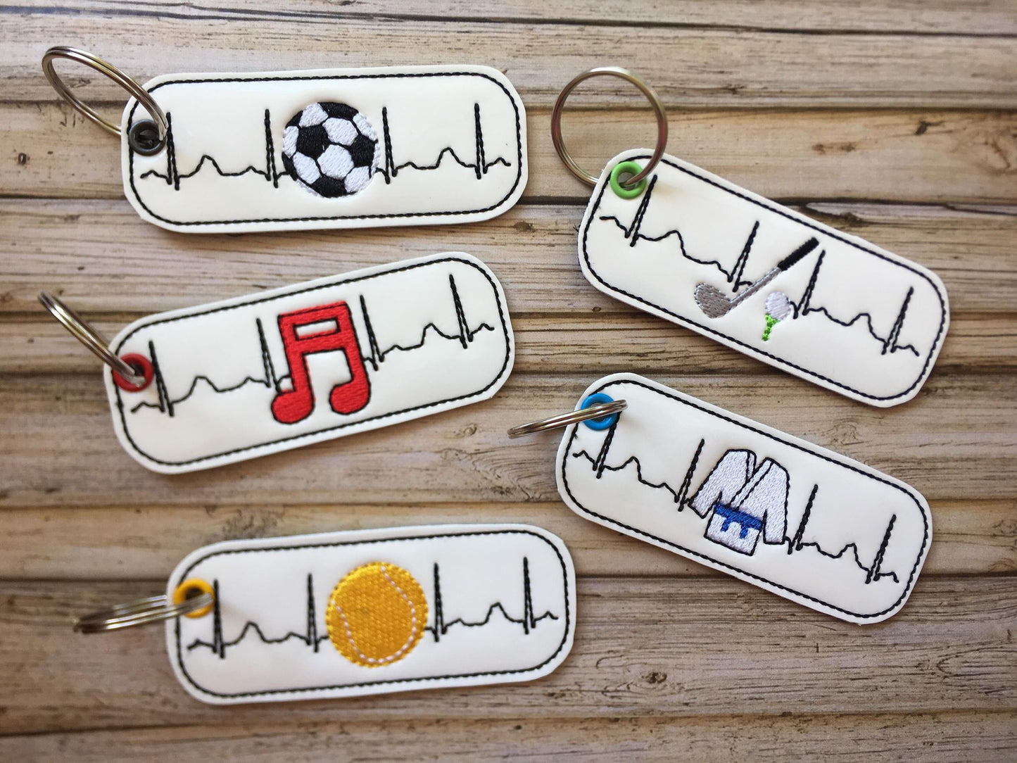 Sports - Set TWO ekg Eyelet Fob - Embroidery Design - DIGITAL Embroidery Design