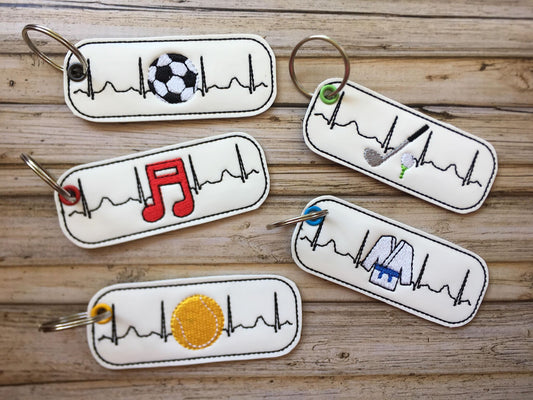 Sports - Set TWO ekg Eyelet Fob - Embroidery Design - DIGITAL Embroidery Design