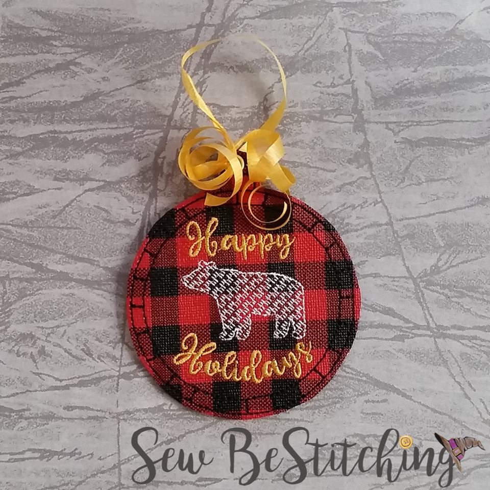 Rustic Bear Holiday Ornaments - Embroidery Design - DIGITAL Embroidery DESIGN