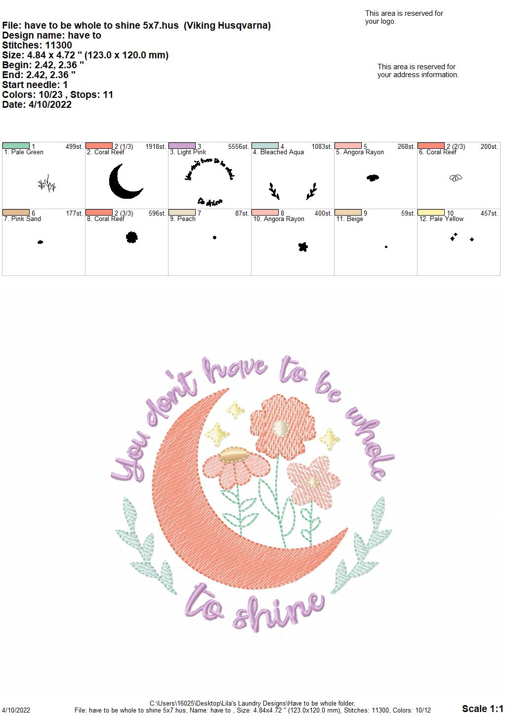 Have to be Whole - 3 sizes- Digital Embroidery Design
