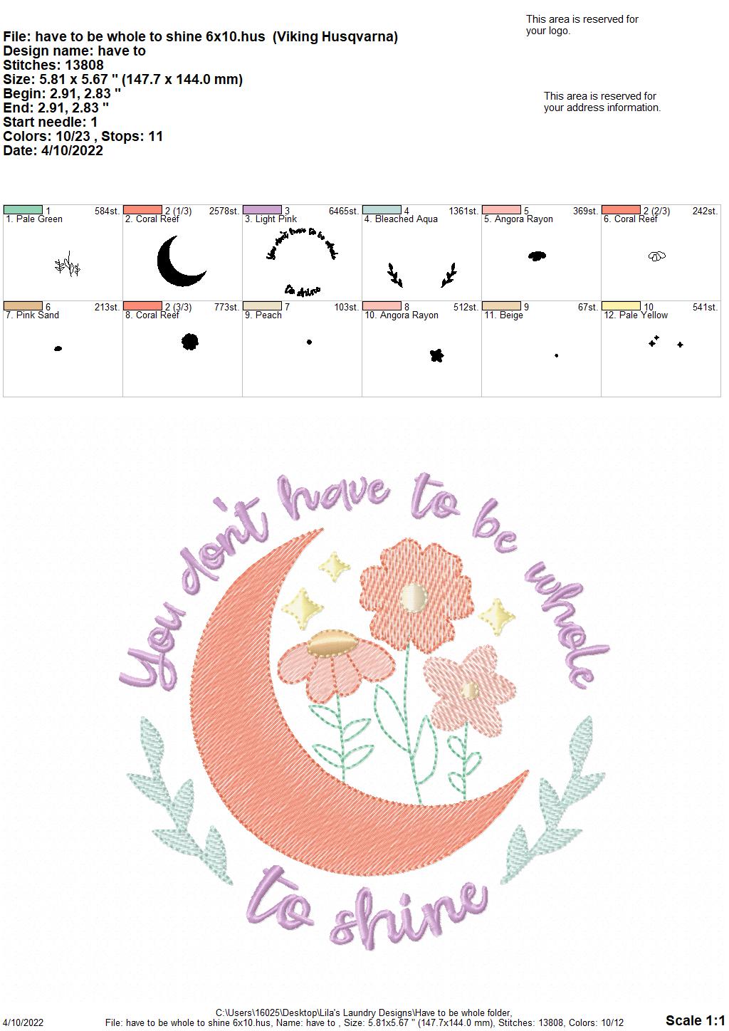 Have to be Whole - 3 sizes- Digital Embroidery Design