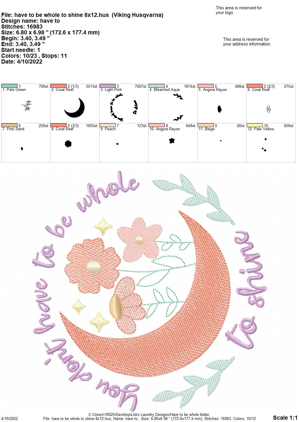 Have to be Whole - 3 sizes- Digital Embroidery Design