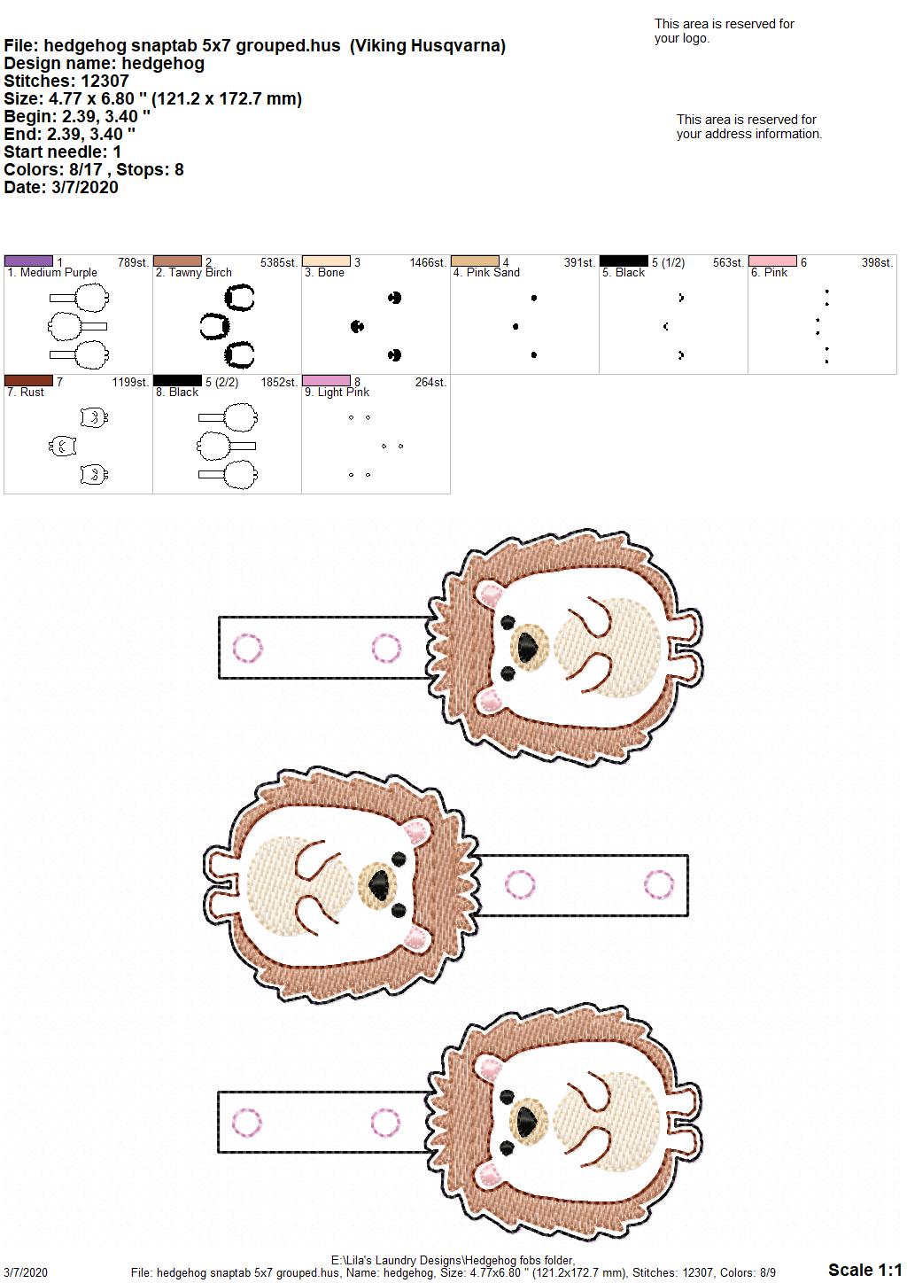 Hedgehog Fobs -  DIGITAL Embroidery DESIGN