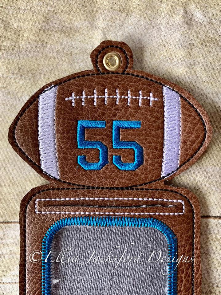 Football Vertical ID Holder 5x7 only - Digital Embroidery Design