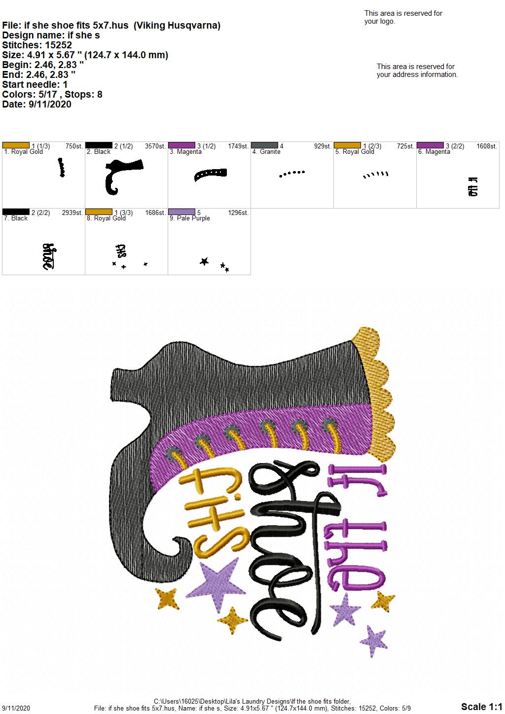 If the Shoe Fits - 2 Sizes - Digital Embroidery Design
