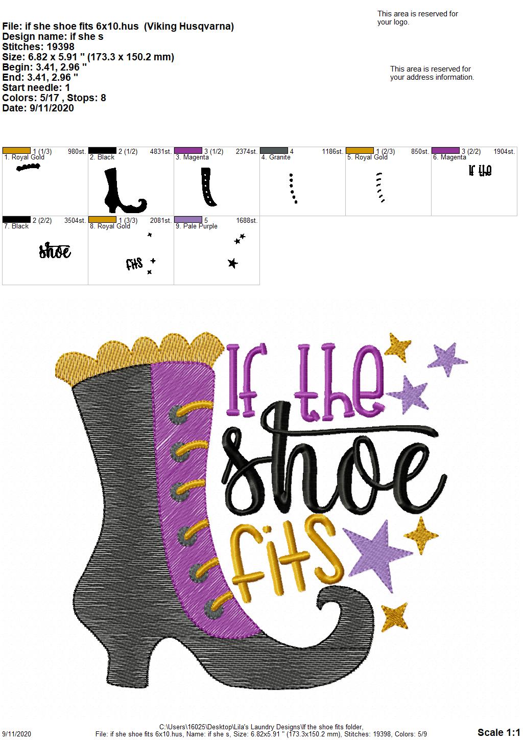 If the Shoe Fits - 2 Sizes - Digital Embroidery Design