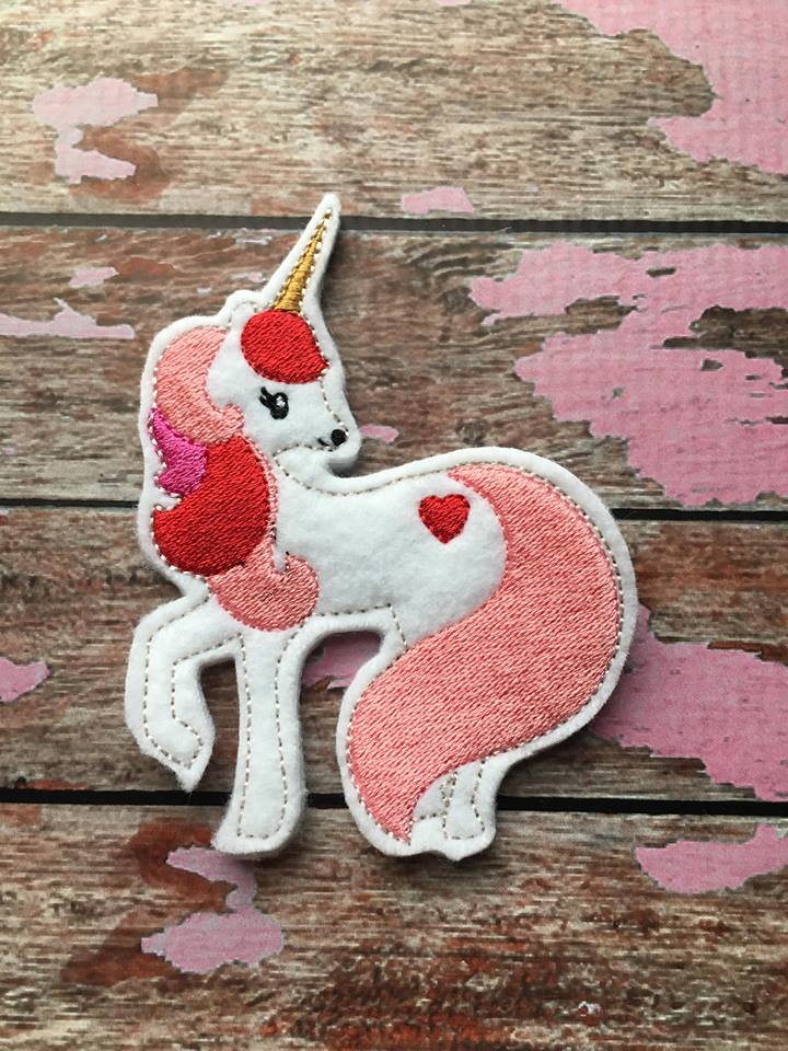 Valentine Unicorn Felties - 3 sizes- Digital Embroidery Design